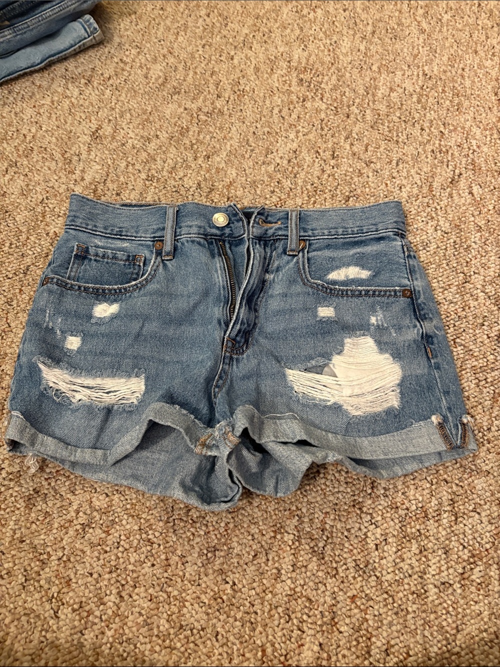 Aeropostale Distressed Denim Shorts in Light Blue